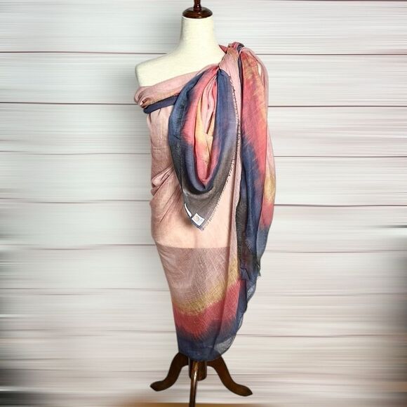 Dianora Salviati Tie Dye Print Large Scarf Shawl Wrap Lightweight Modal Cashmere - Picture 6 of 9